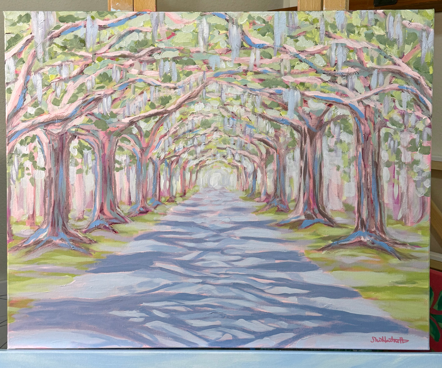 Under the Oaks — Original 30x24 Live Oak Alley Painting (Lowcountry Landscape)