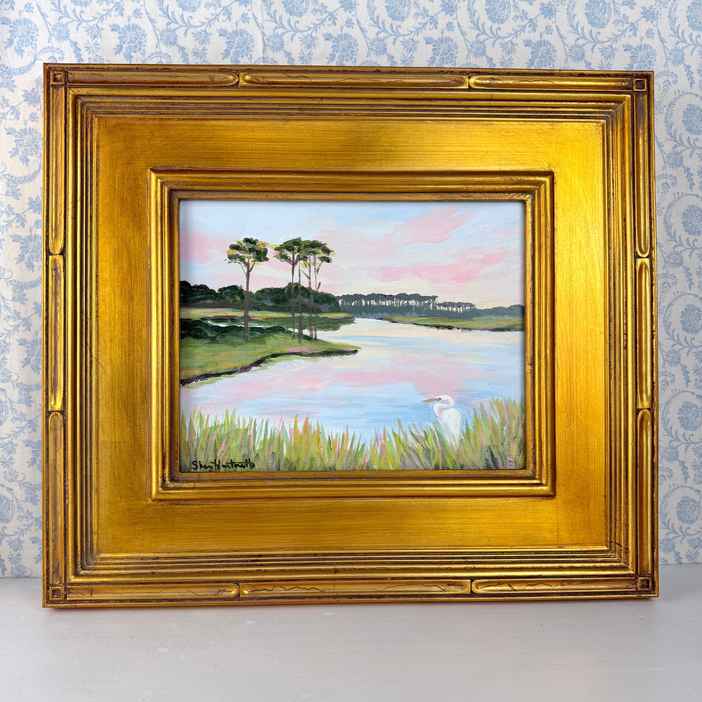 Heron | Original Acrylic Painting | Lowcountry Classic Collection | Framed