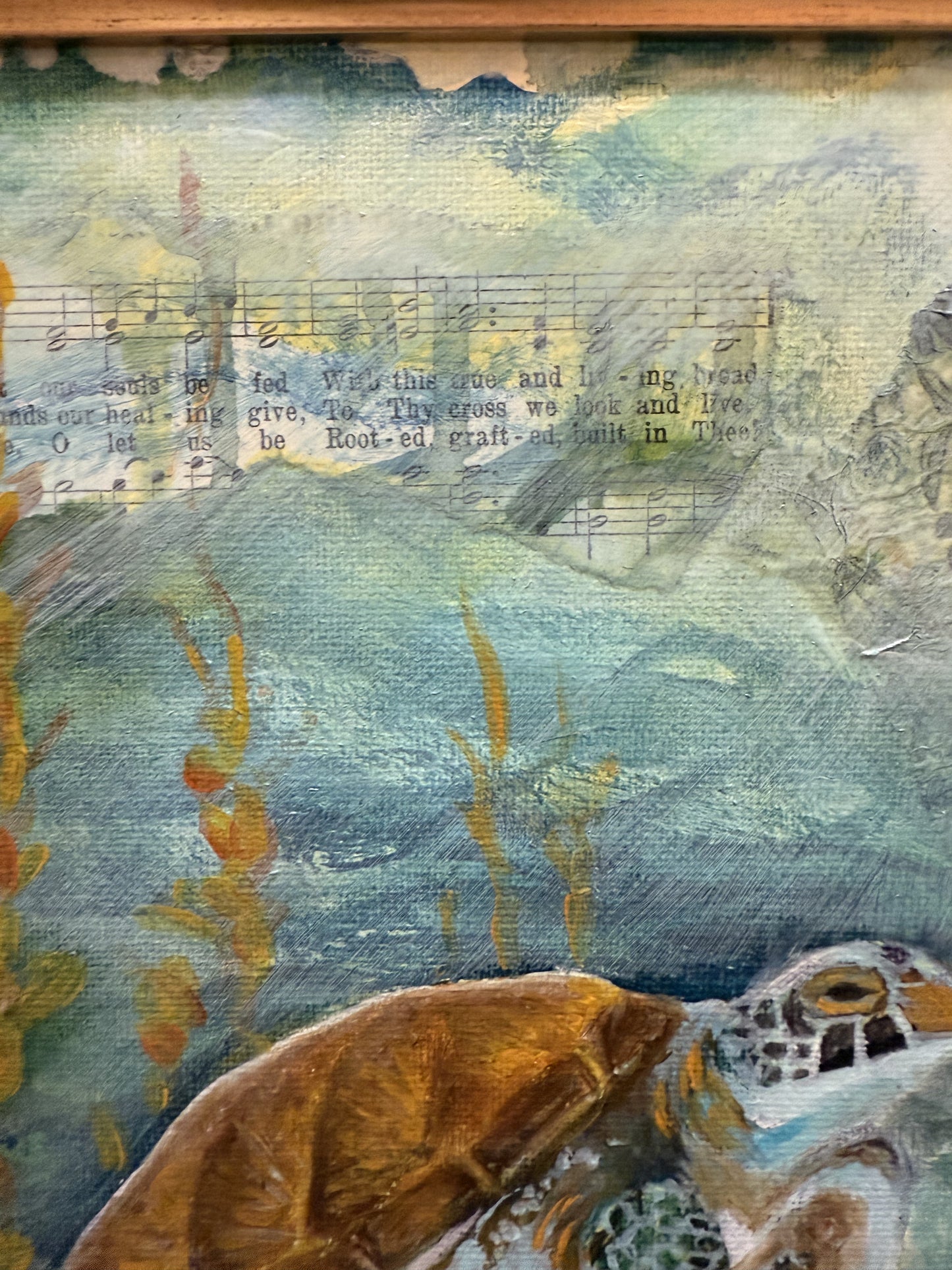 Framed Sea Turtle Original Oil Painting