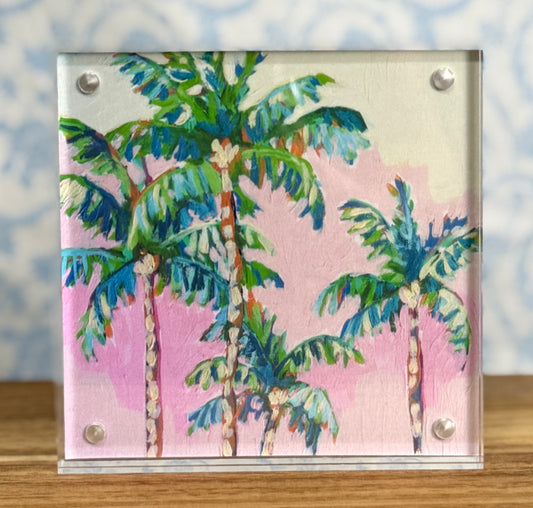 Sunset Palms- Acrylic Framed Giclee Print