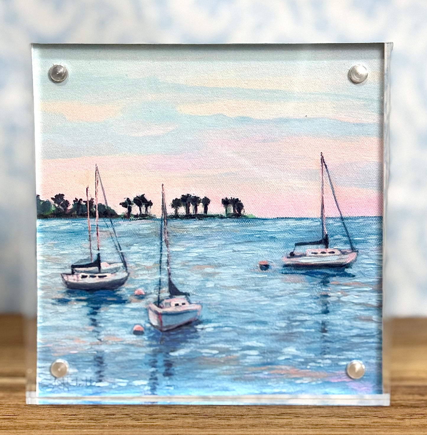 "Pink Serenity" Spoonbill- Acrylic Framed Giclee Print