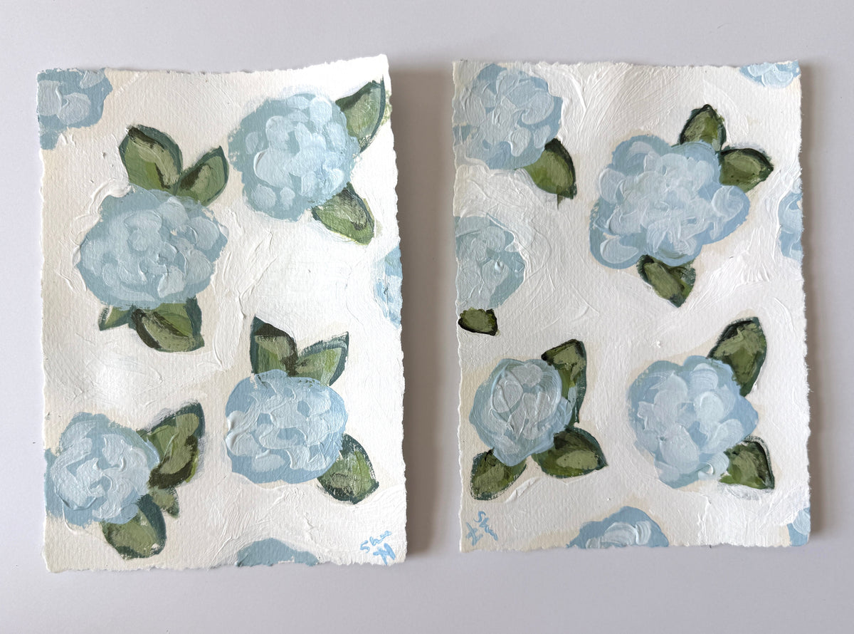 Original Floral Acrylic Painting | 5x7 Deckled Edge Paper