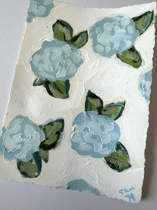 Original Floral Acrylic Painting | 5x7 Deckled Edge Paper