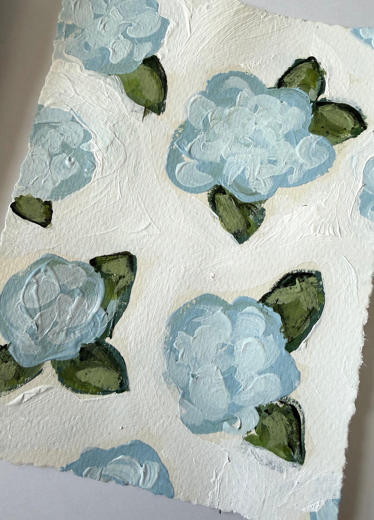 Original Floral Acrylic Painting | 5x7 Deckled Edge Paper