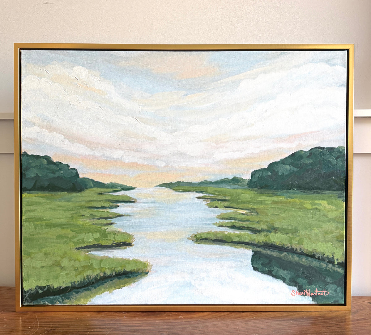 Stillness at Dusk - Original Painting- Gold Framed