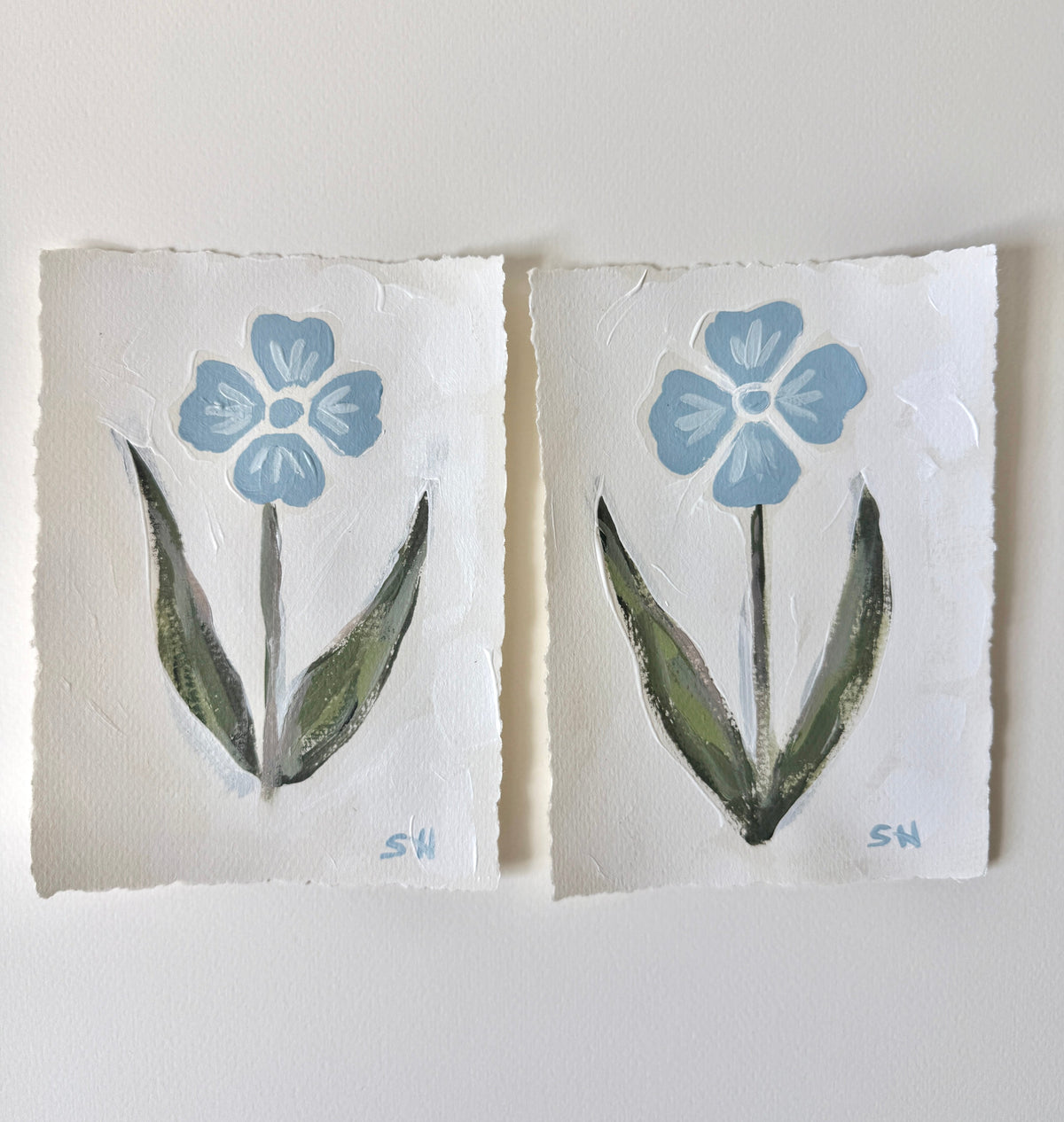 Original Floral Acrylic Painting | 5x7 Deckled Edge Paper