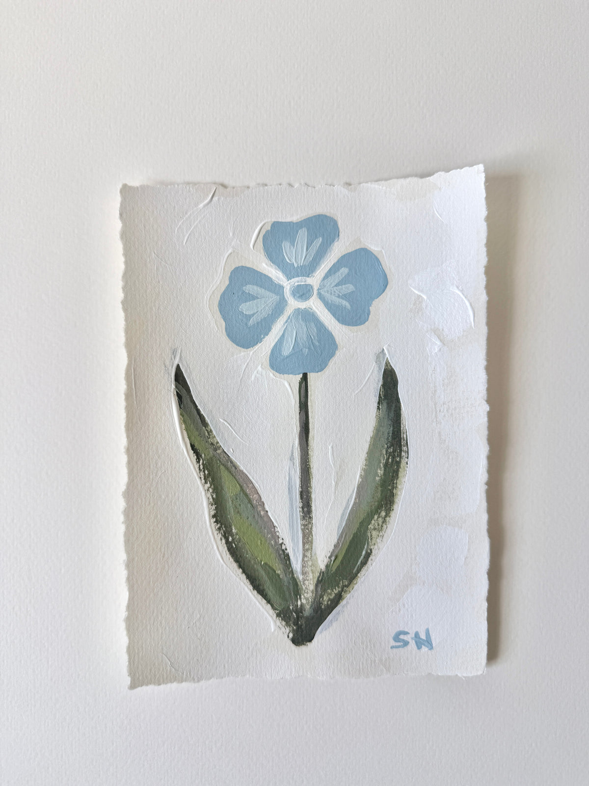 Original Floral Acrylic Painting | 5x7 Deckled Edge Paper
