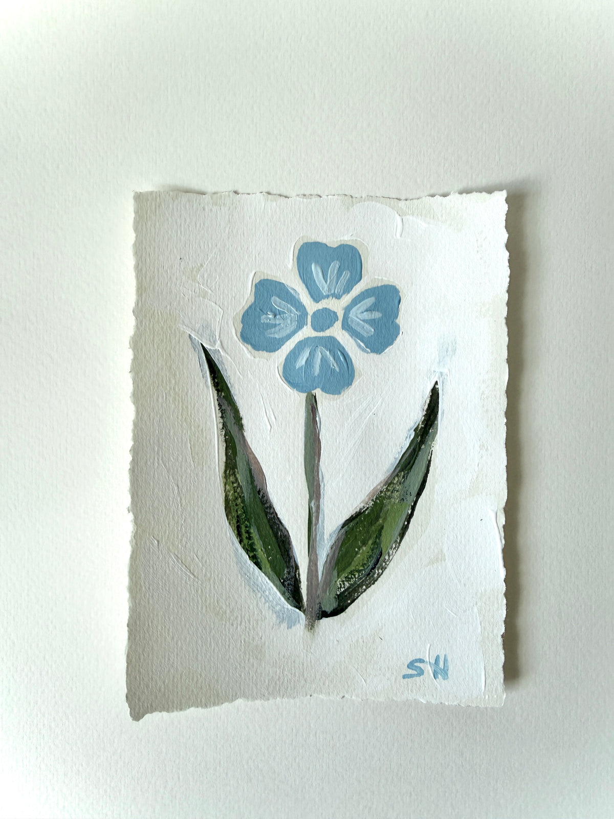 Original Floral Acrylic Painting | 5x7 Deckled Edge Paper