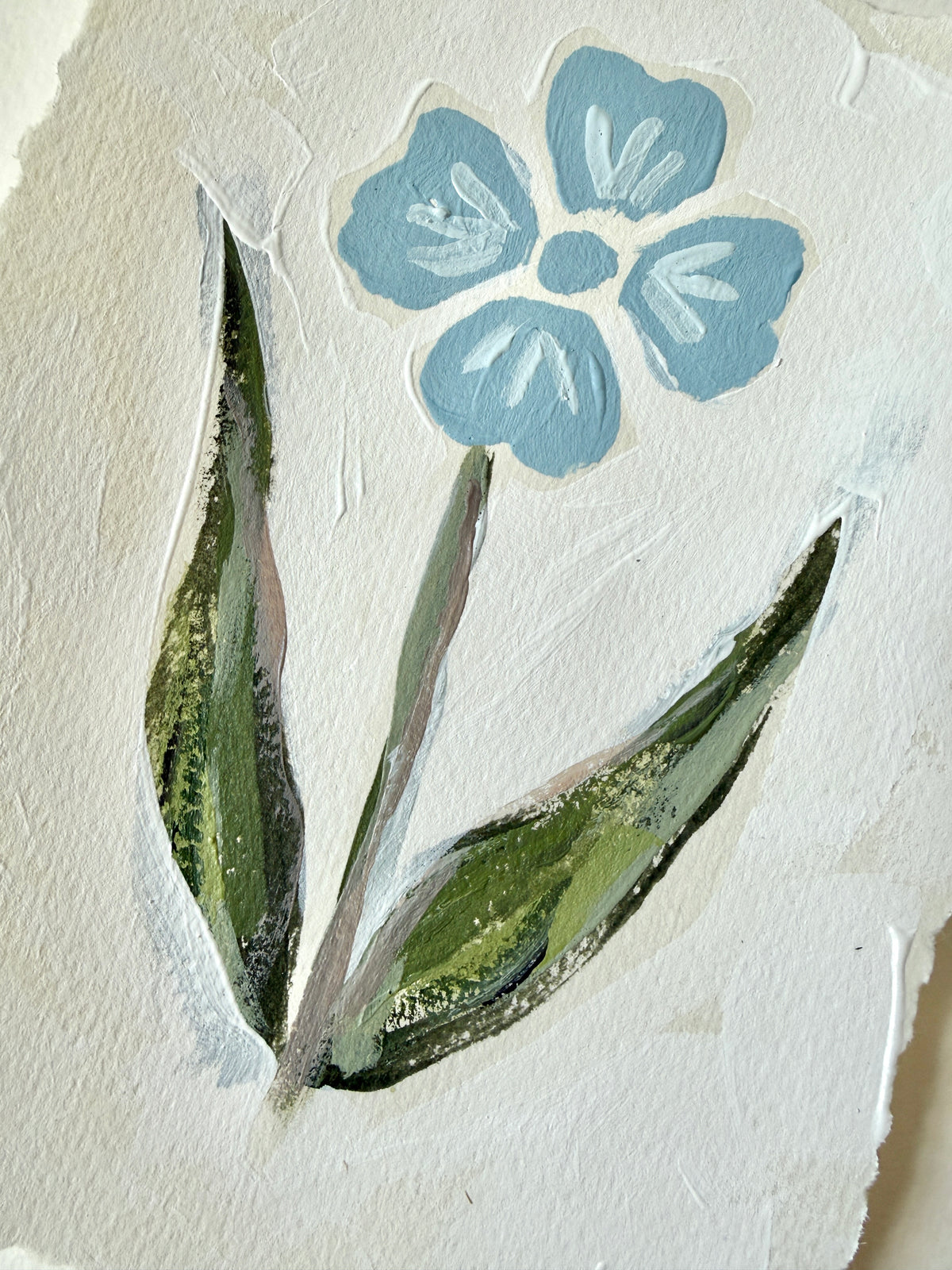 Original Floral Acrylic Painting | 5x7 Deckled Edge Paper