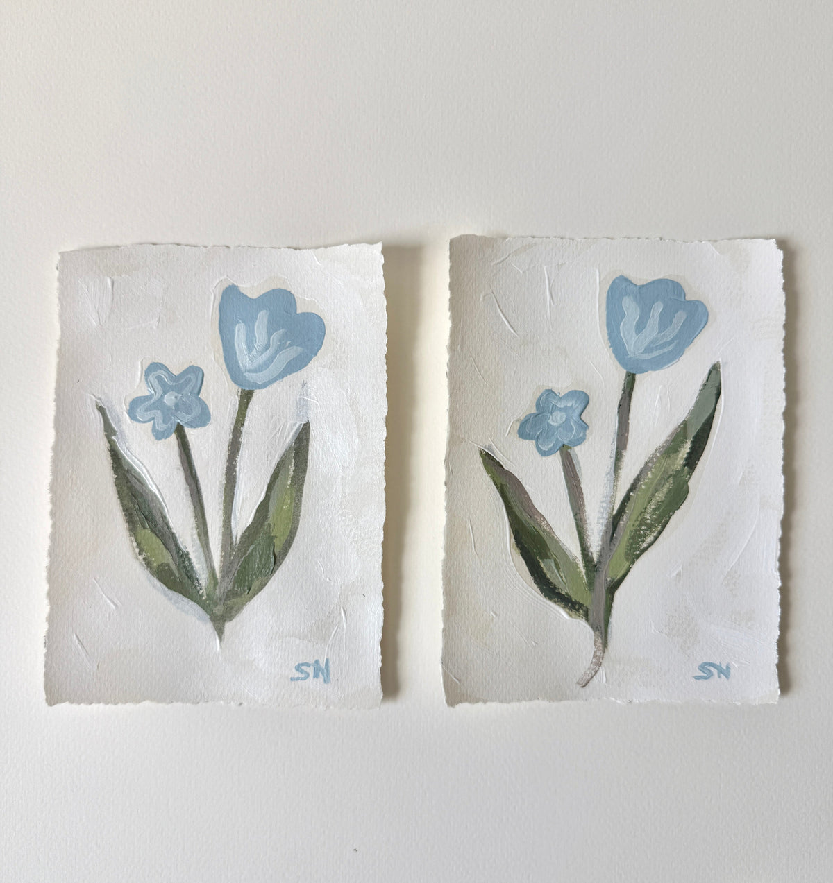 Original Floral Acrylic Painting | 5x7 Deckled Edge Paper