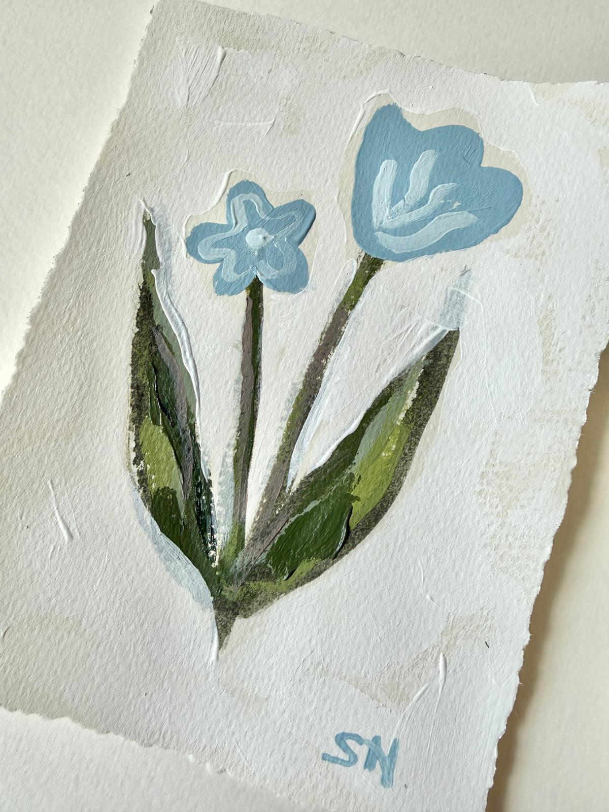 Original Floral Acrylic Painting | 5x7 Deckled Edge Paper