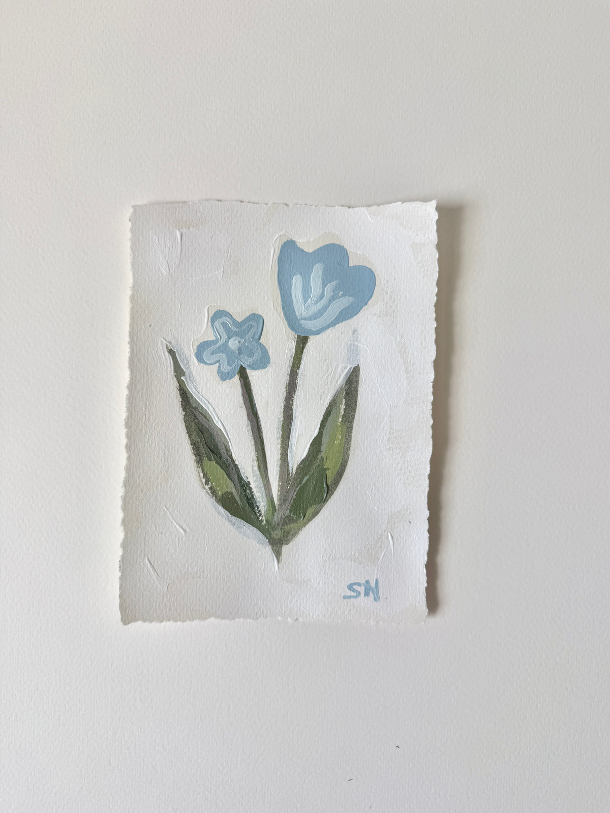 Original Floral Acrylic Painting | 5x7 Deckled Edge Paper