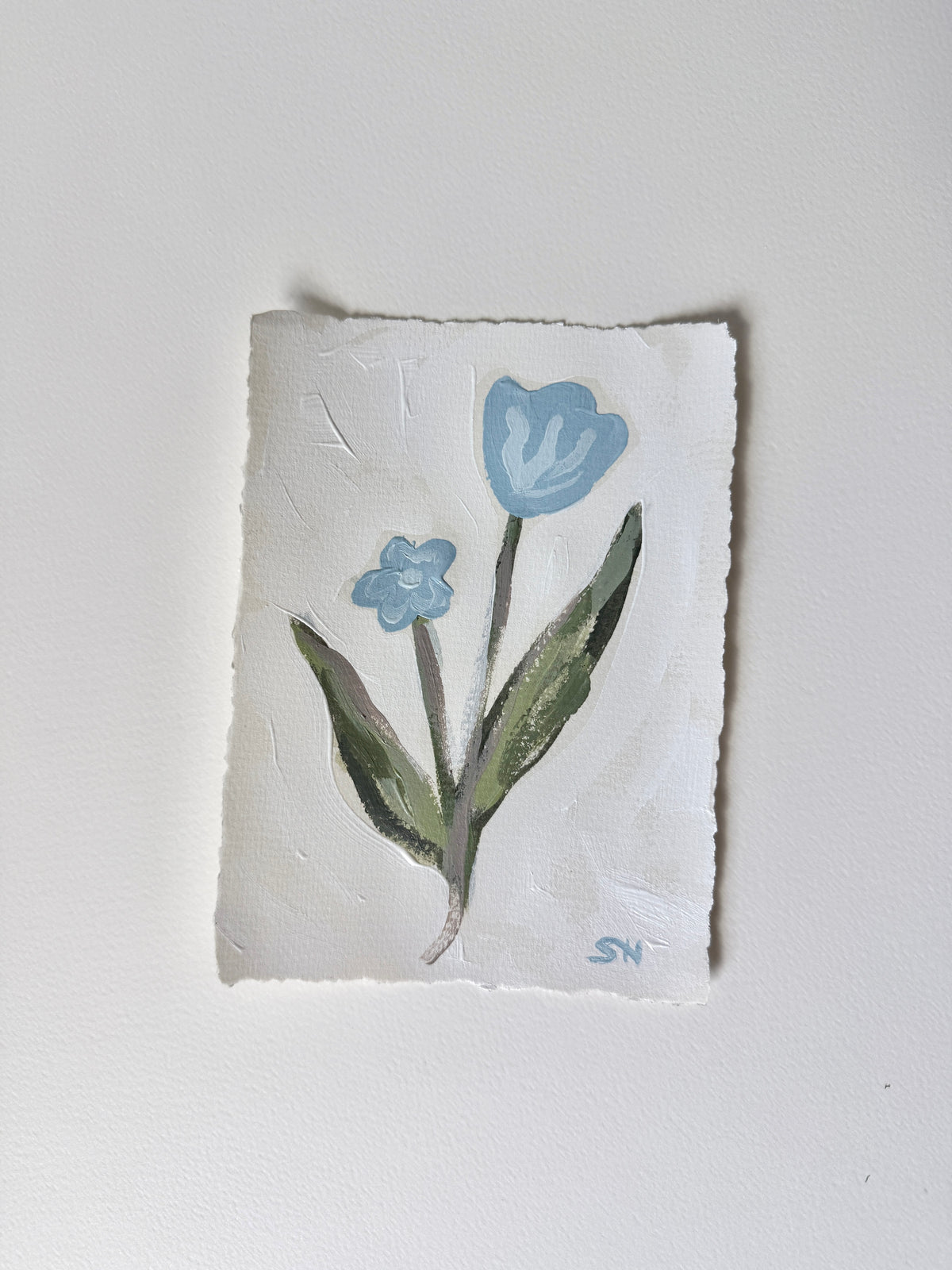 Original Floral Acrylic Painting | 5x7 Deckled Edge Paper