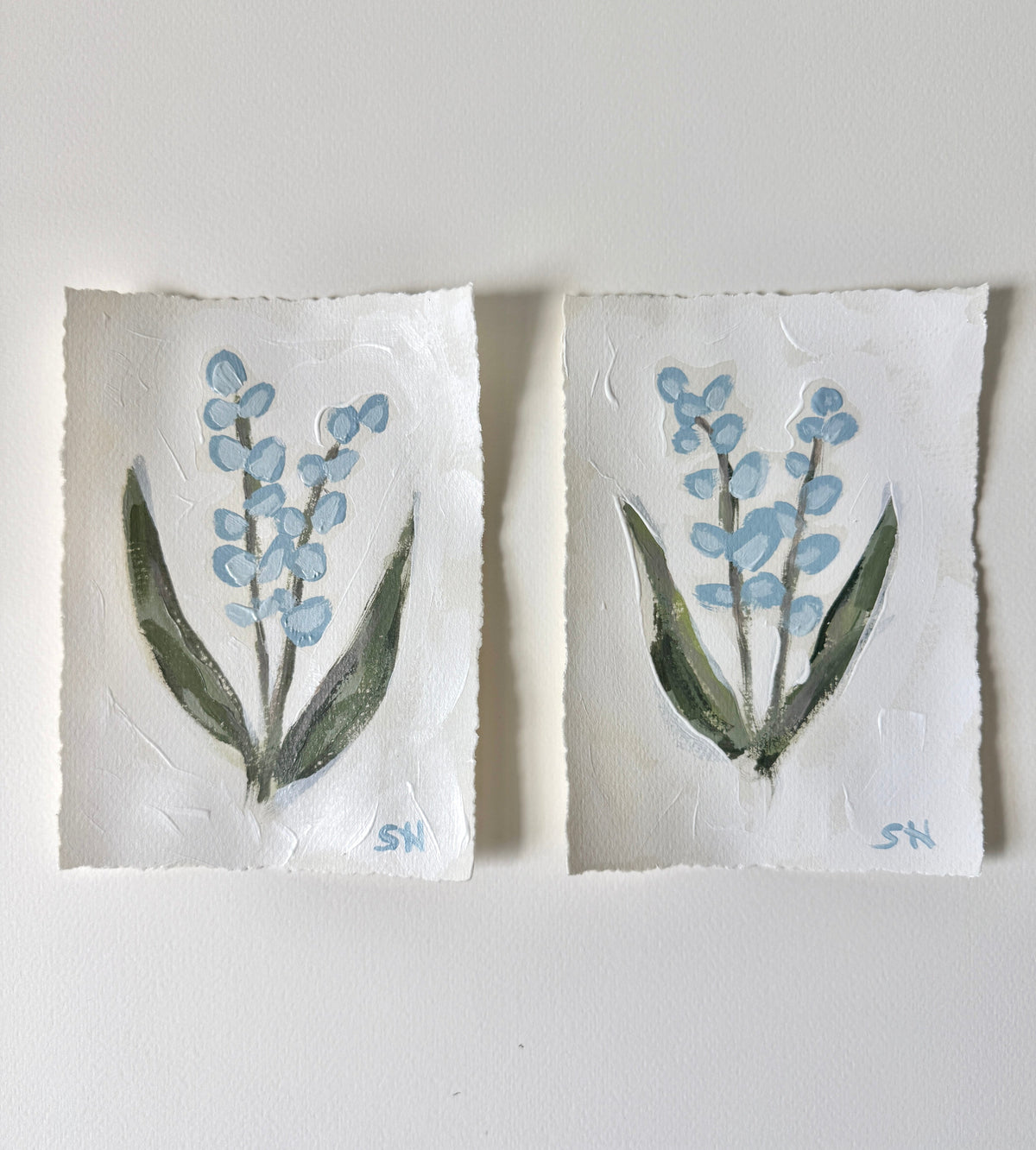 Original Floral Acrylic Painting | 5x7 Deckled Edge Paper