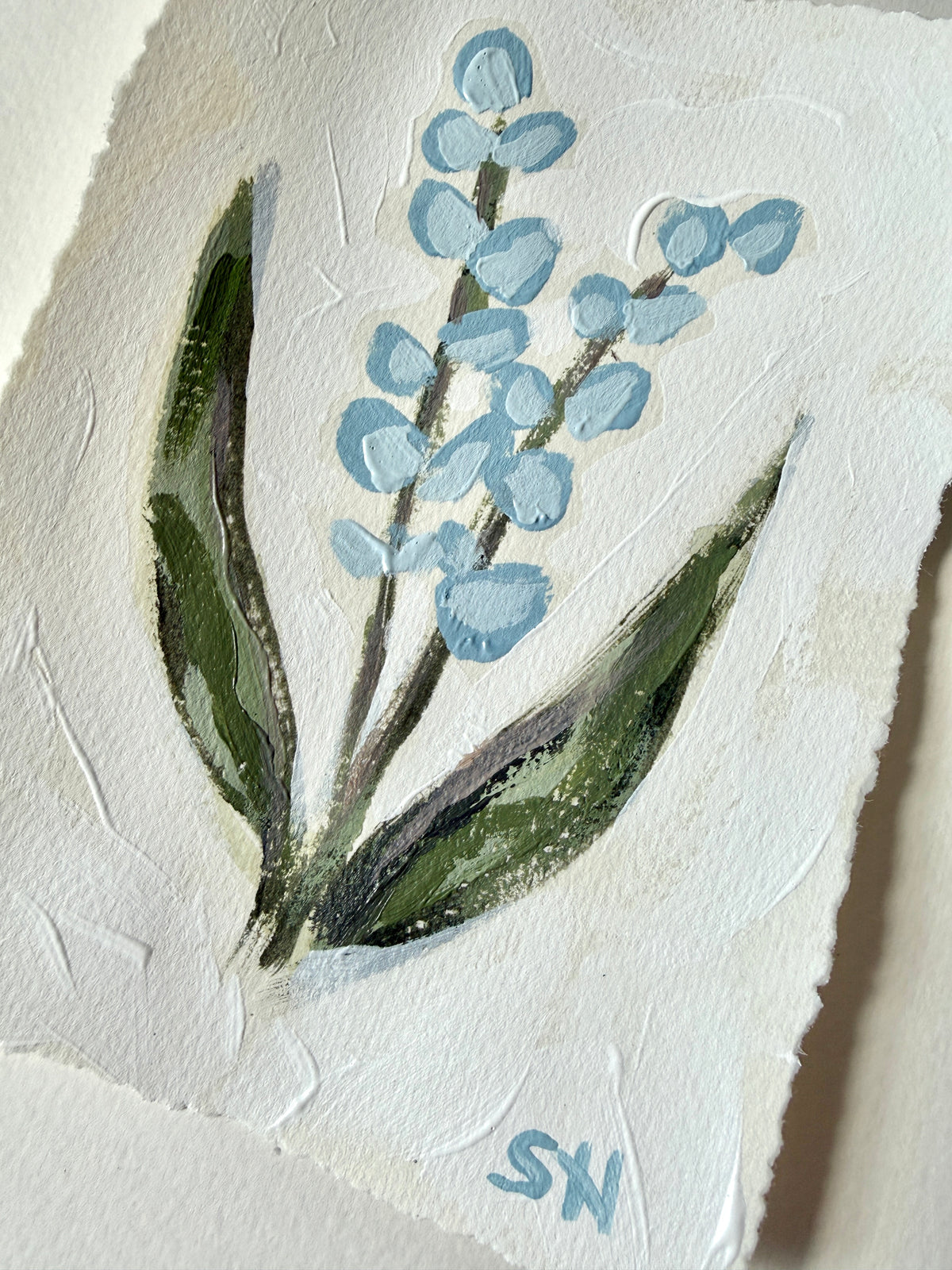 Original Floral Acrylic Painting | 5x7 Deckled Edge Paper