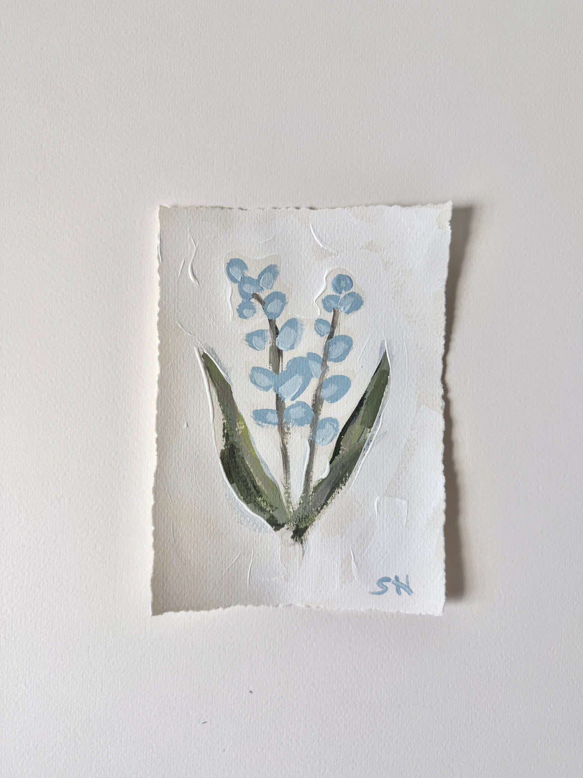 Original Floral Acrylic Painting | 5x7 Deckled Edge Paper