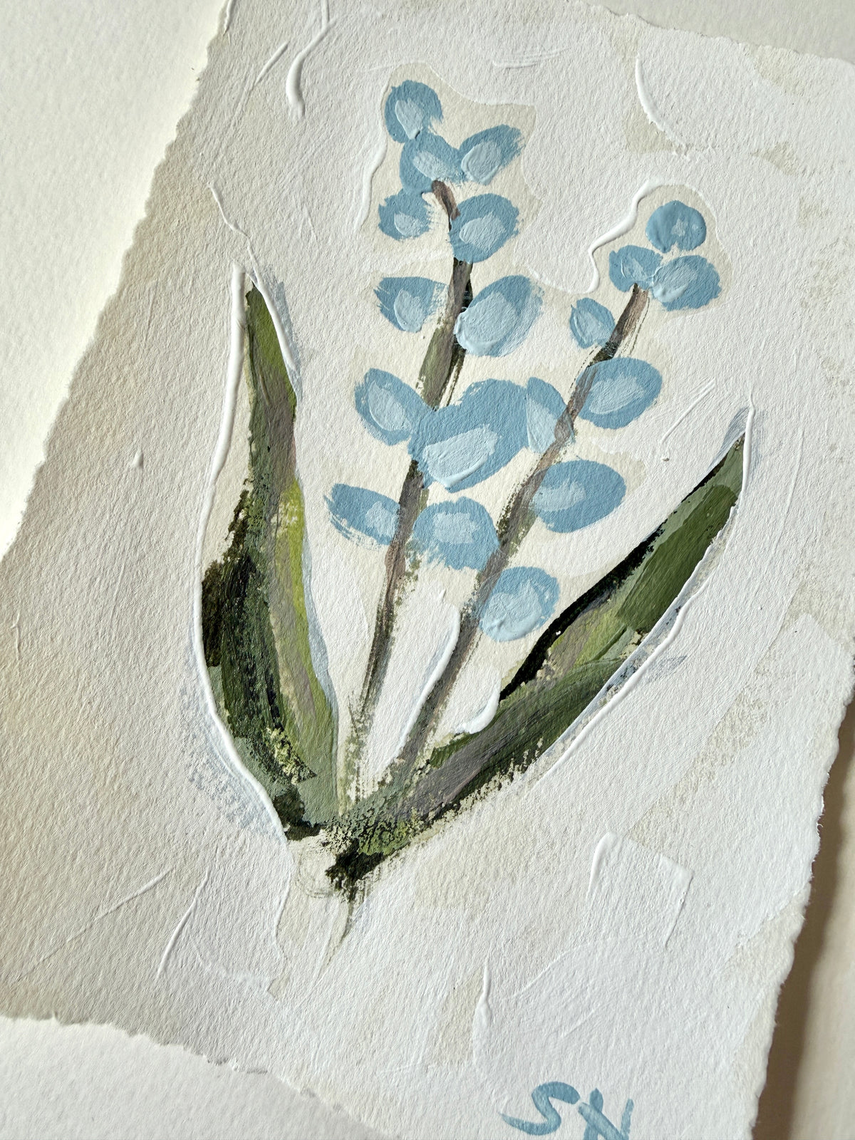 Original Floral Acrylic Painting | 5x7 Deckled Edge Paper