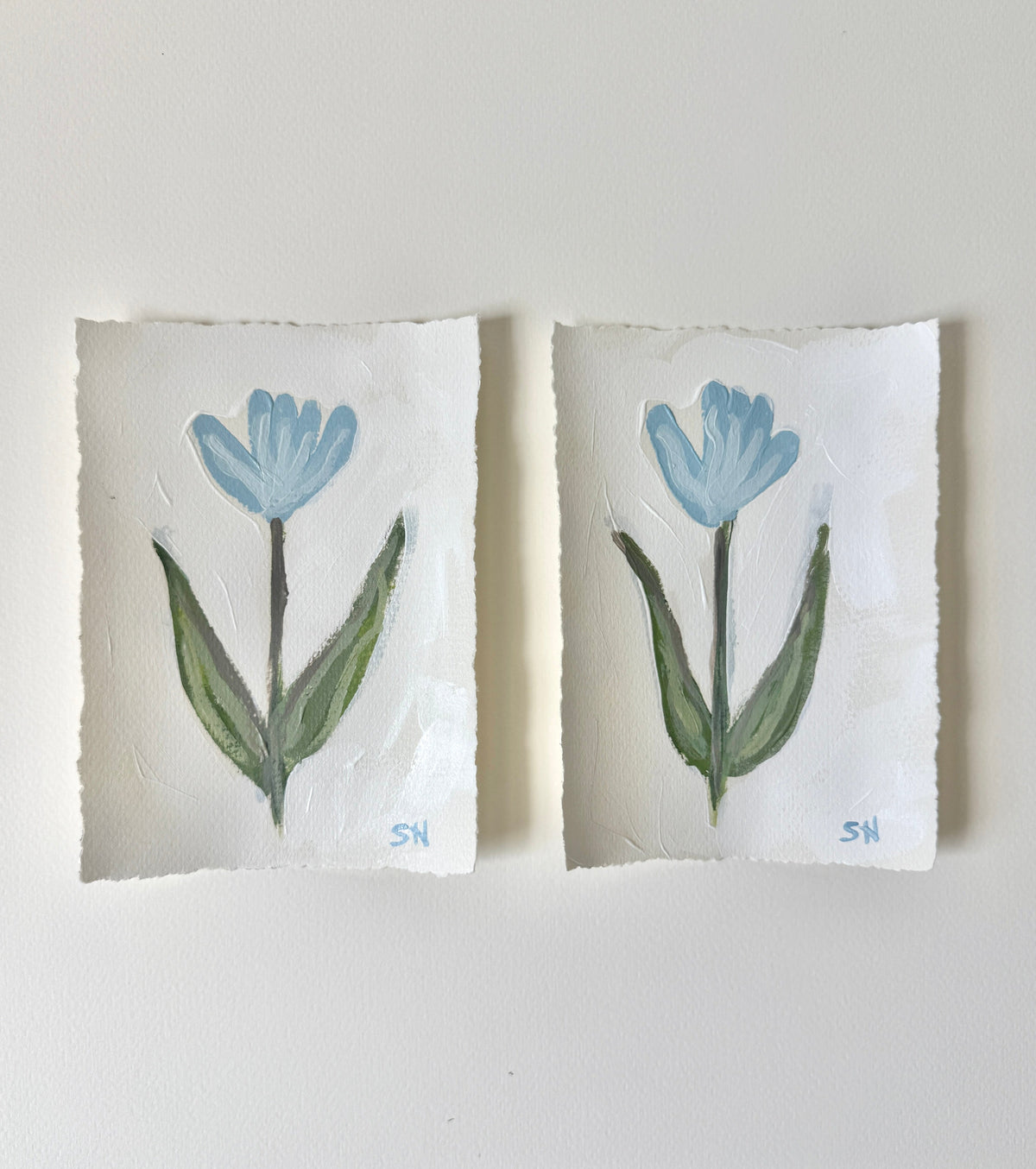 Original Floral Acrylic Painting | 5x7 Deckled Edge Paper
