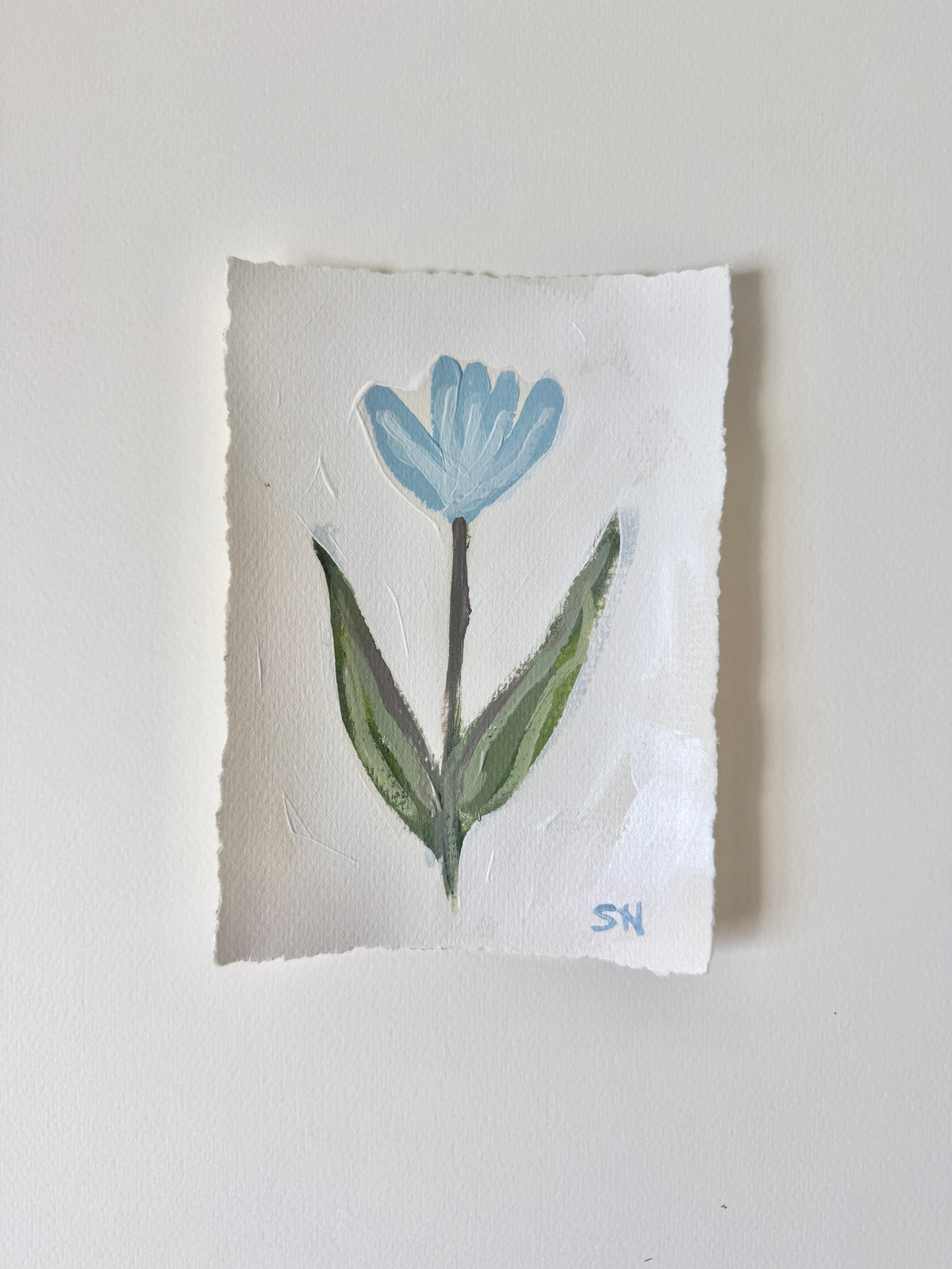 Original Floral Acrylic Painting | 5x7 Deckled Edge Paper