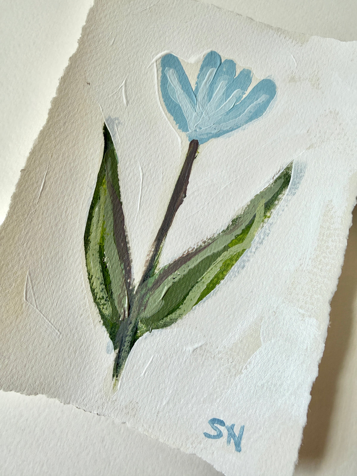 Original Floral Acrylic Painting | 5x7 Deckled Edge Paper