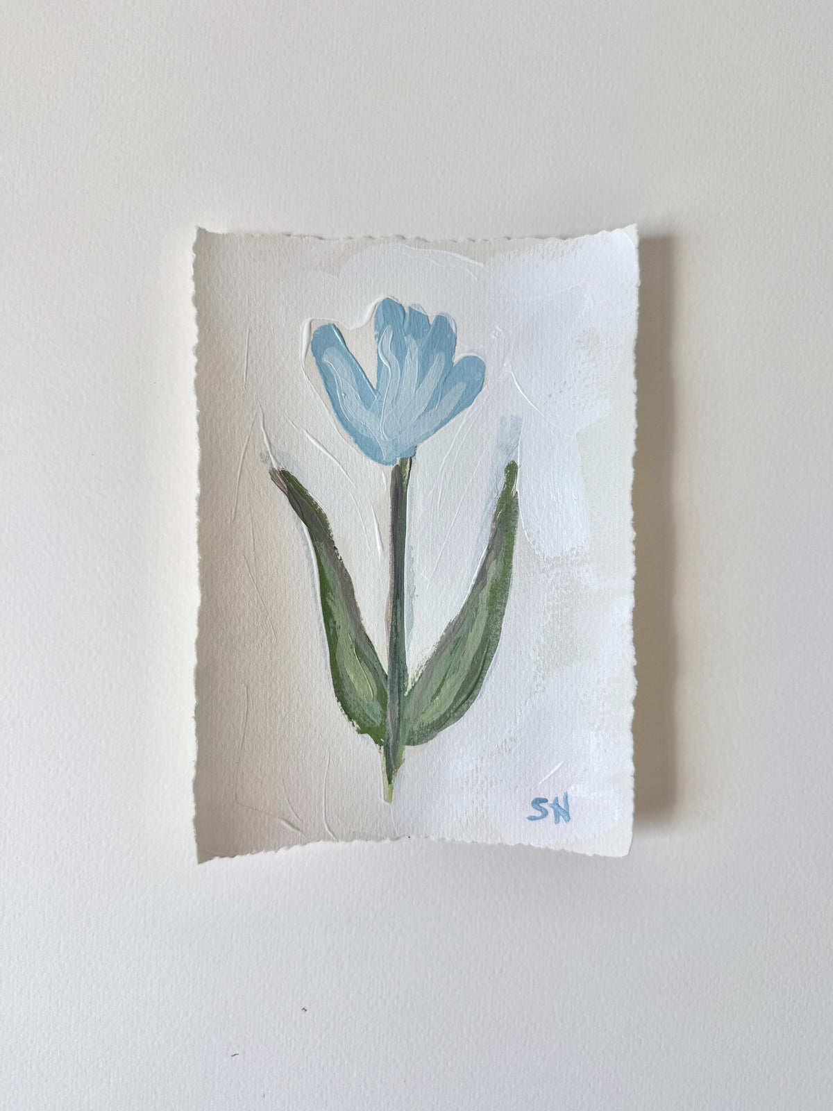 Original Floral Acrylic Painting | 5x7 Deckled Edge Paper