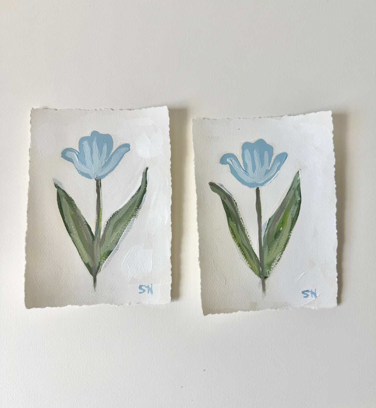 Original Floral Acrylic Painting | 5x7 Deckled Edge Paper