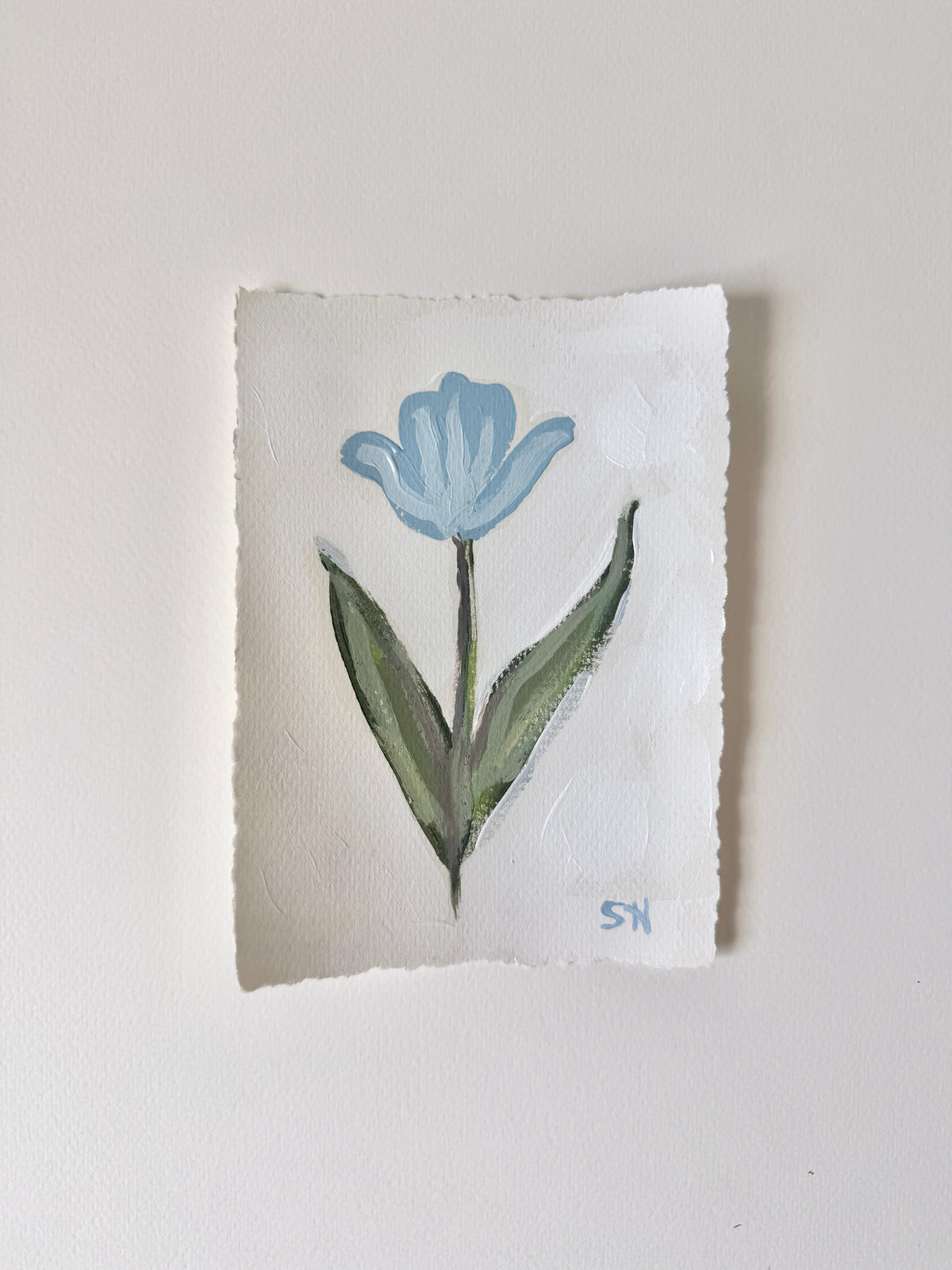 Original Floral Acrylic Painting | 5x7 Deckled Edge Paper