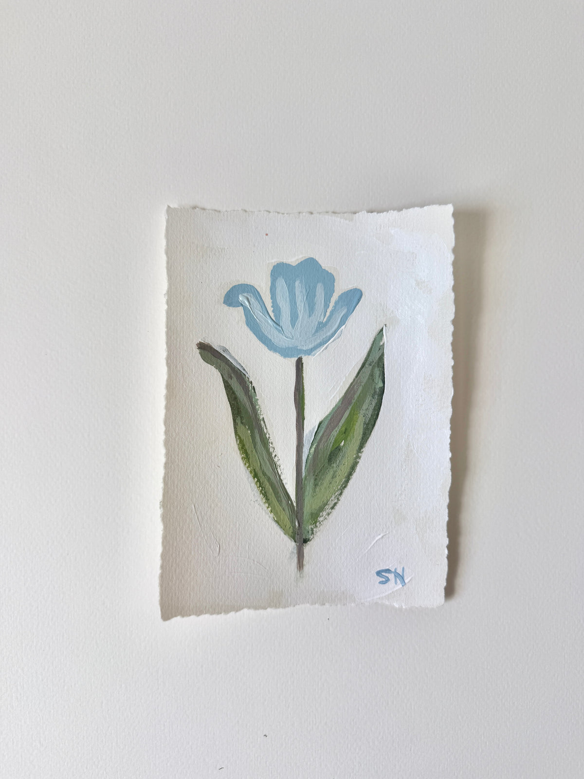 Original Floral Acrylic Painting | 5x7 Deckled Edge Paper