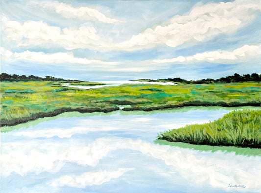 Endless Blue Marsh- Framed Canvas Prints