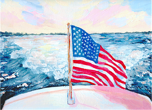 Salt Life — American Flag at the Stern Boating Fine Art Print