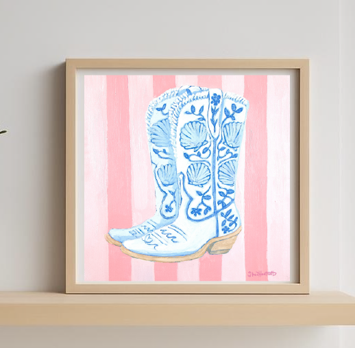 "Coastal Cowgirl" Shell Boots - Giclee Print
