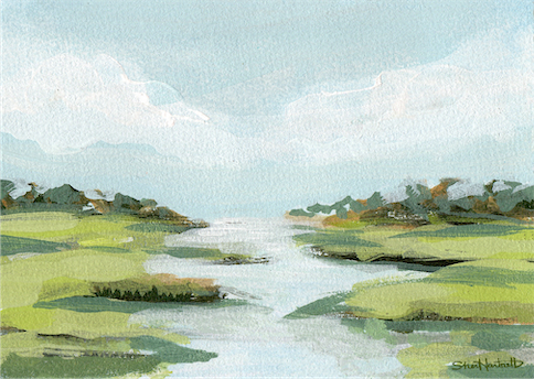 Lowcountry Coastal Calm Acrylic Painting Prints — Set of 4