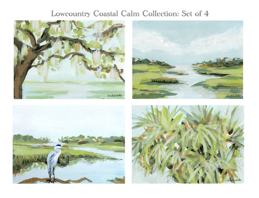 Lowcountry Coastal Calm Acrylic Painting Prints — Set of 4