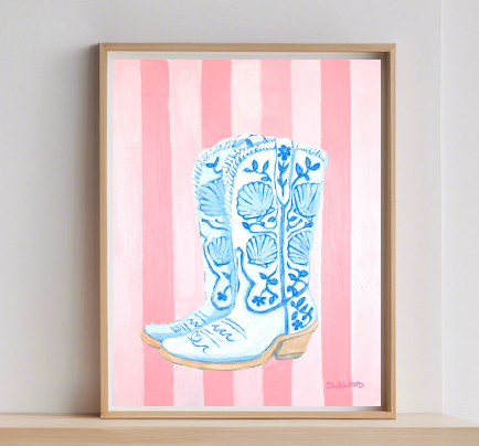 "Coastal Cowgirl" Shell Boots - Giclee Print