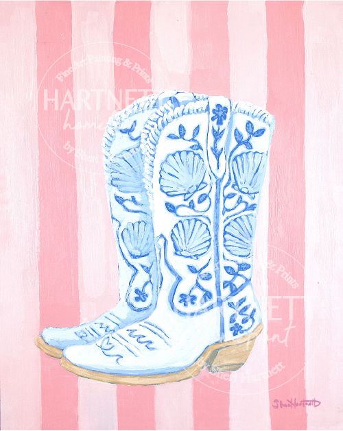 "Coastal Cowgirl" Shell Boots - Giclee Print