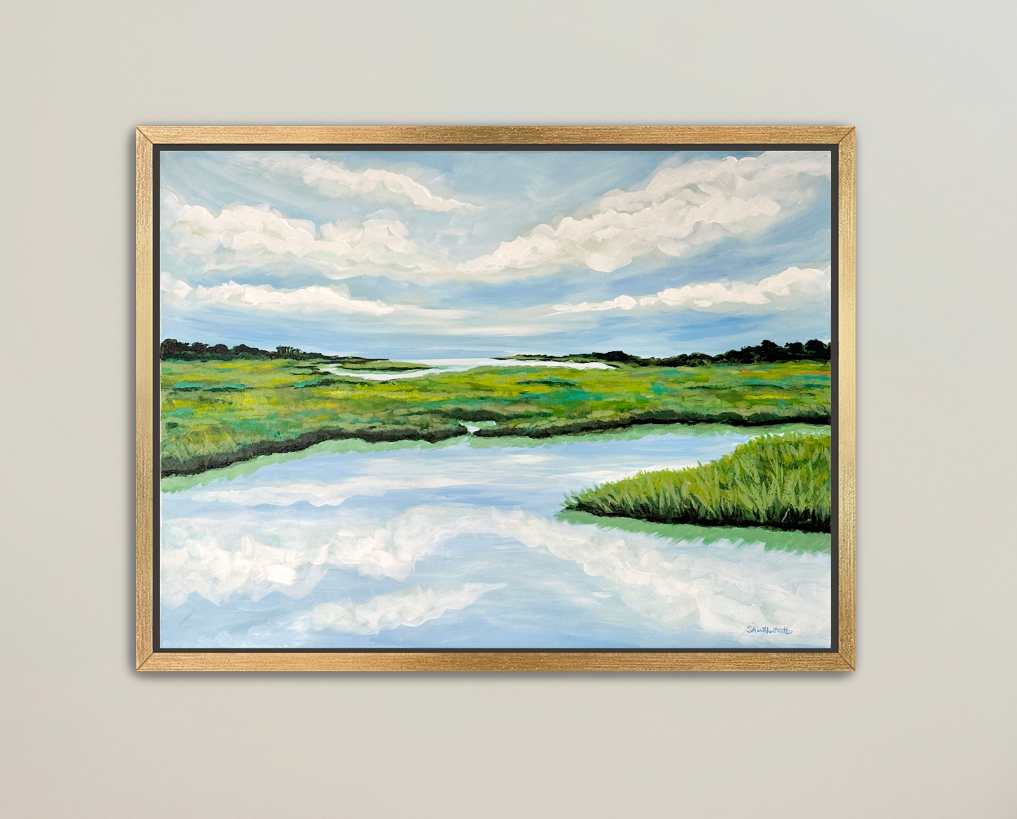 Endless Blue Marsh- Framed Canvas Prints