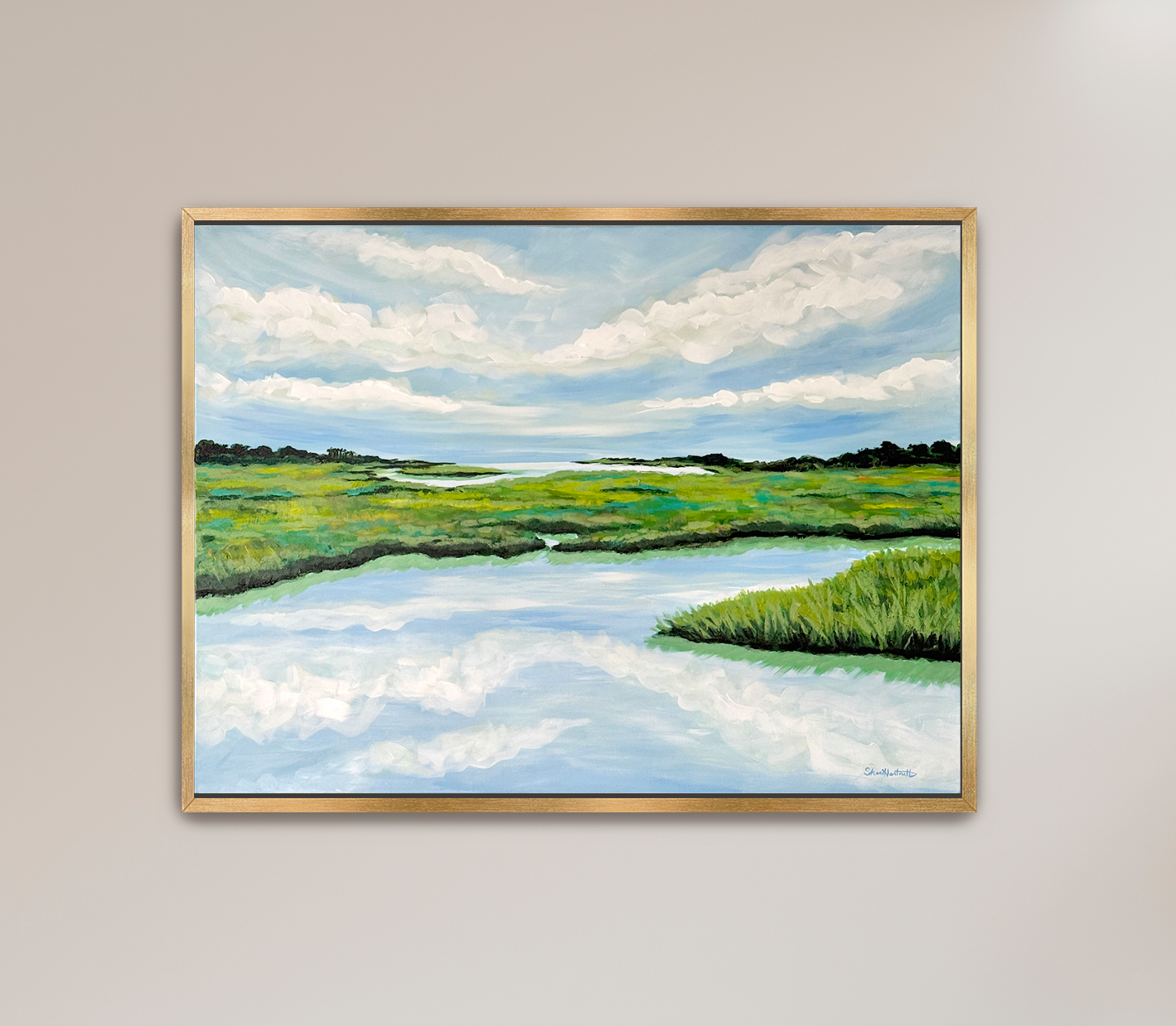 Endless Blue Marsh- Framed Canvas Prints
