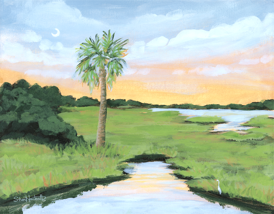 Palmetto and Moon - Lowcountry Fine Art Print