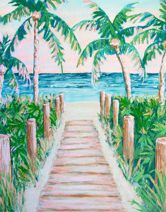 Tropical Getaway — Palm Boardwalk Beach Fine Art Print