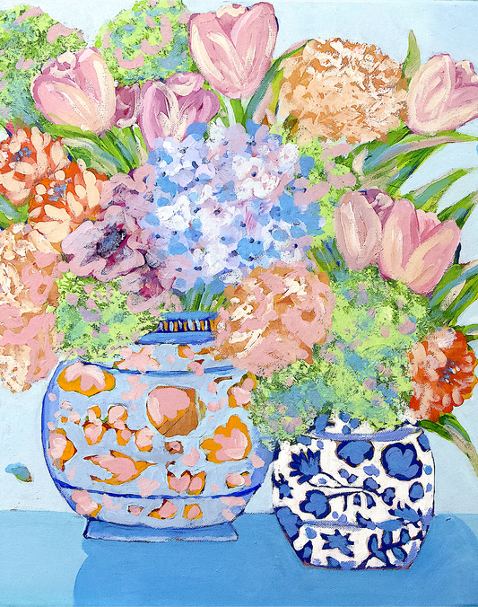 In Bloom — Chinoiserie Vase Floral Still Life Fine Art Print