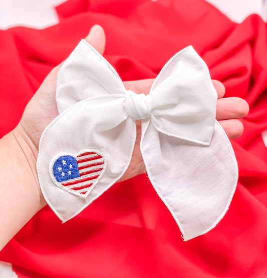 Flag Heart Patch Bow-America